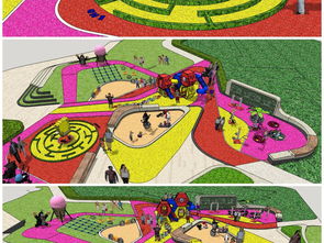 精品現代住宅小區公園廣場 大型兒童活動場地與游樂園SU模型設計解析